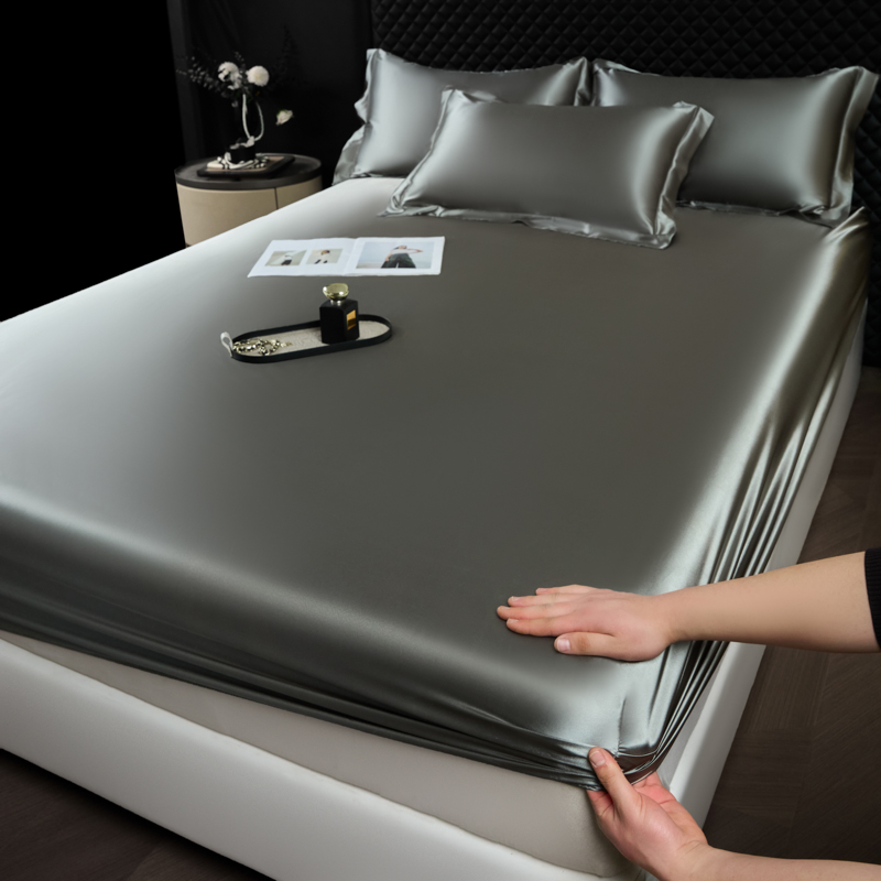 Silk Sheet Set - Solid Color Fashion Satin Fitted Sheet