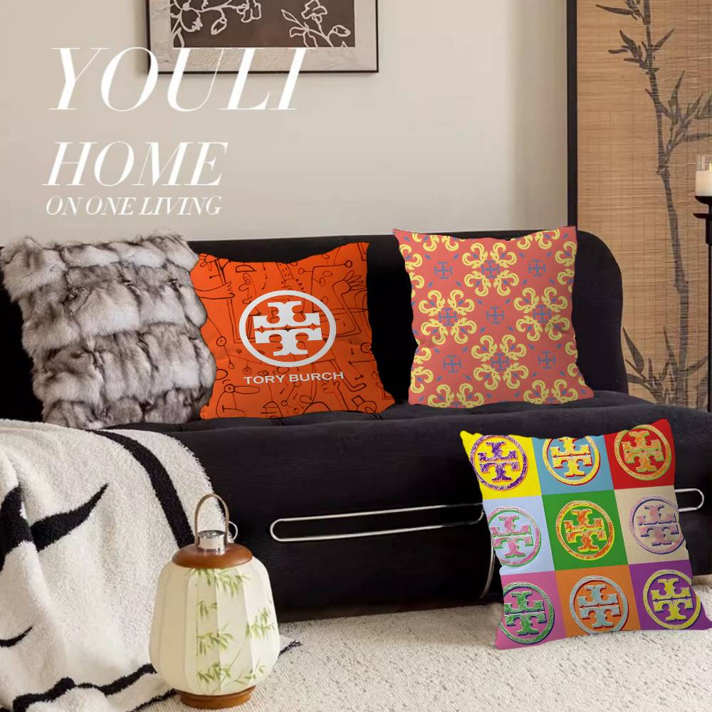 Home Textiles Logo - Luxury Brand T-Tory B-Burch Logo Cushion