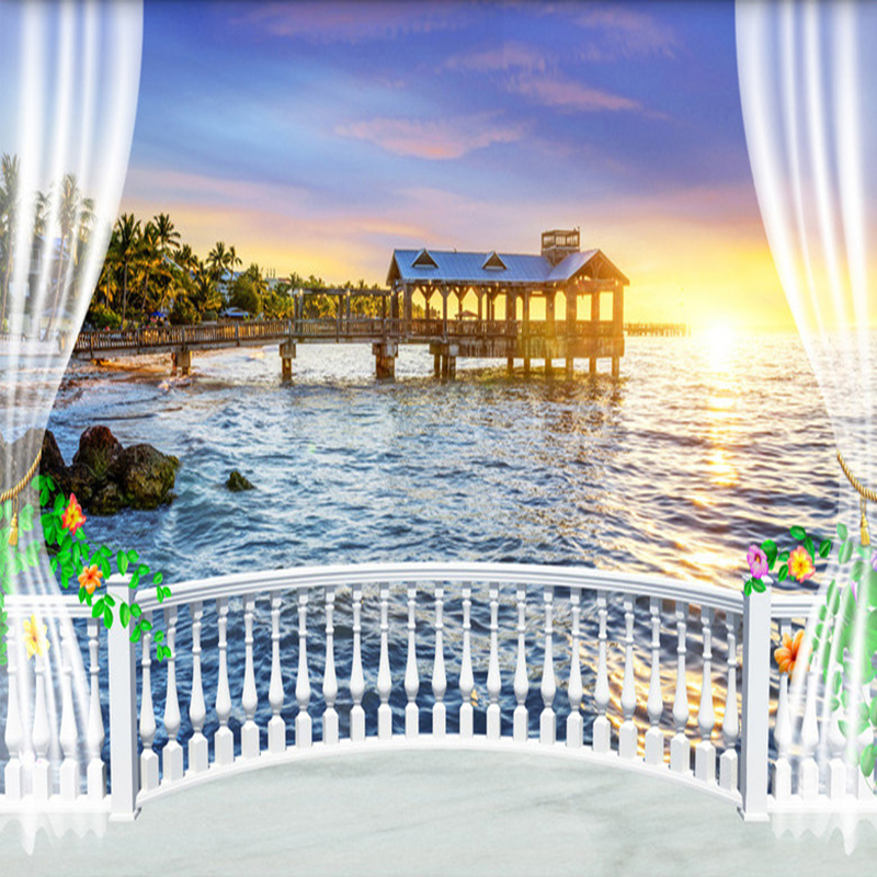 Custom Photo Wallpaper 3D Balc - Sunrise Home Textiles & Apparel review and price
