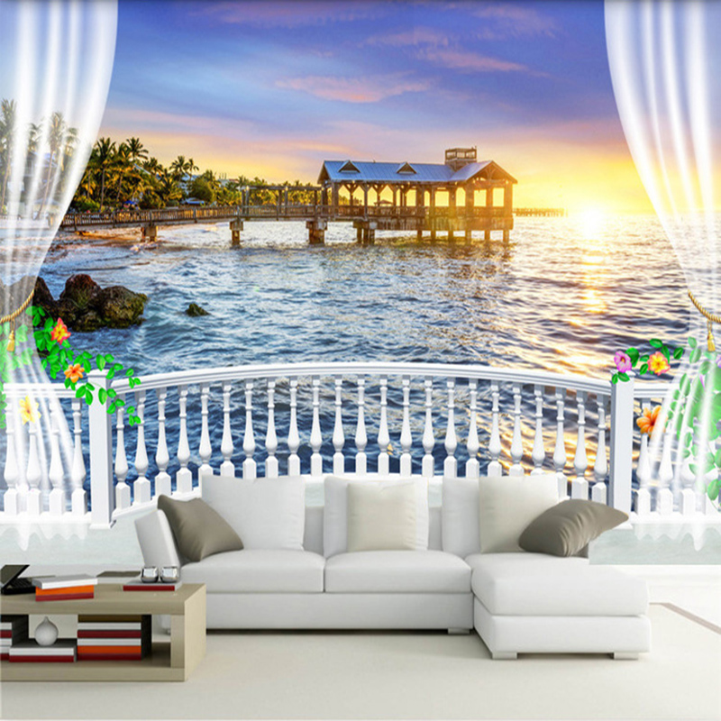 Custom Photo Wallpaper 3D Balc - Sunrise Home Textiles & Apparel review and price