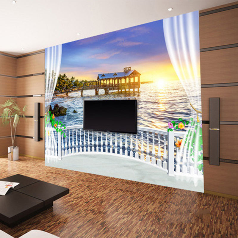 Custom Photo Wallpaper 3D Balc - Sunrise Home Textiles & Apparel review and price