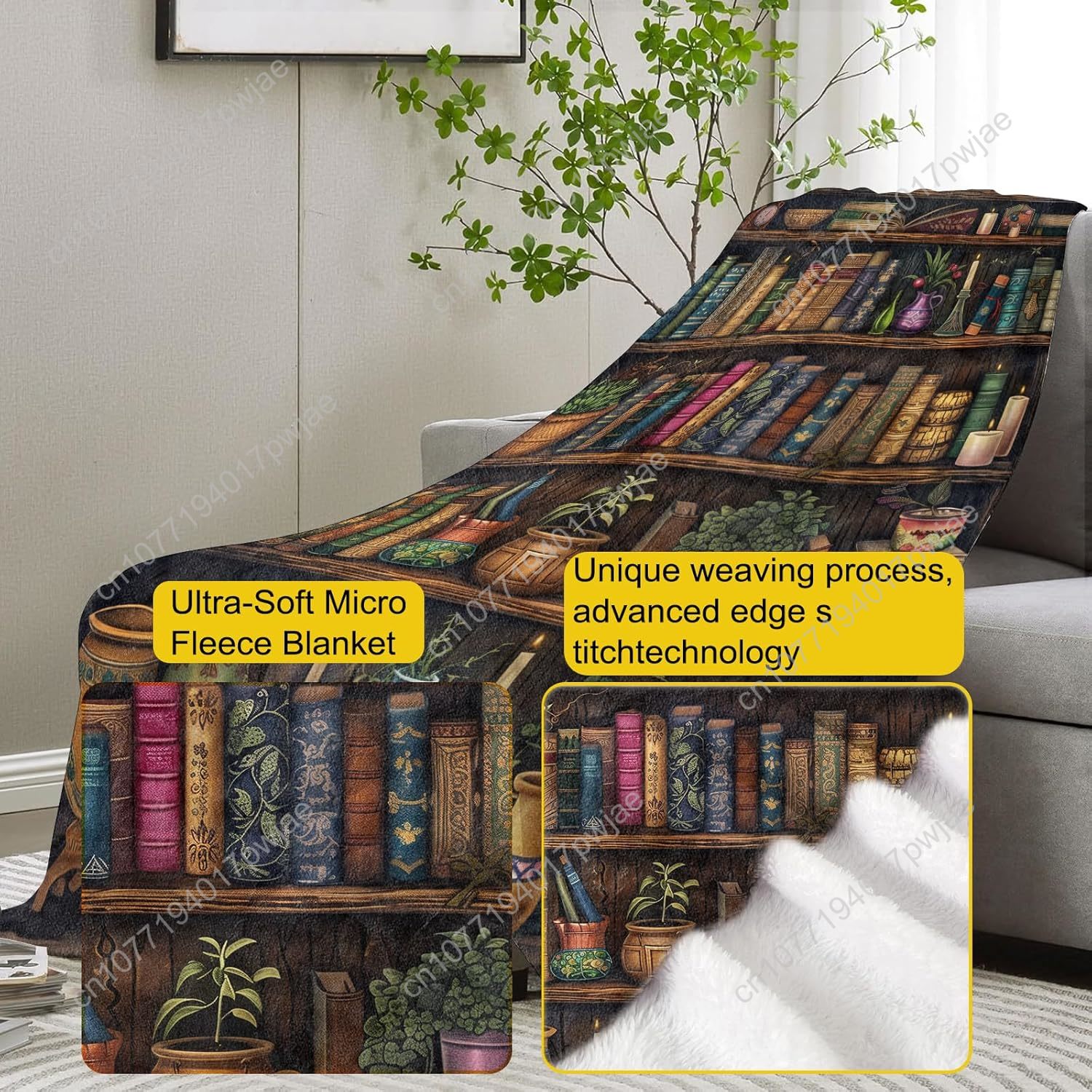 Vintage Bookshelf Blanket Read - Home Textiles Towel review and price