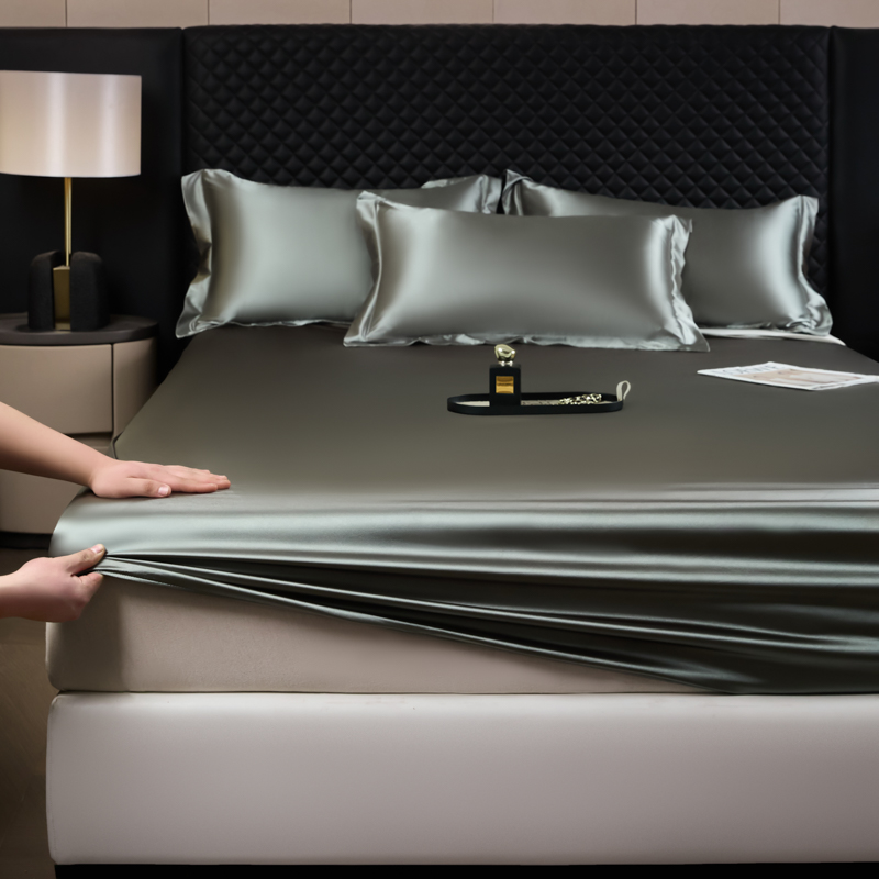 Solid Color Fashion Satin Fitt - Silk Sheet Set review and price