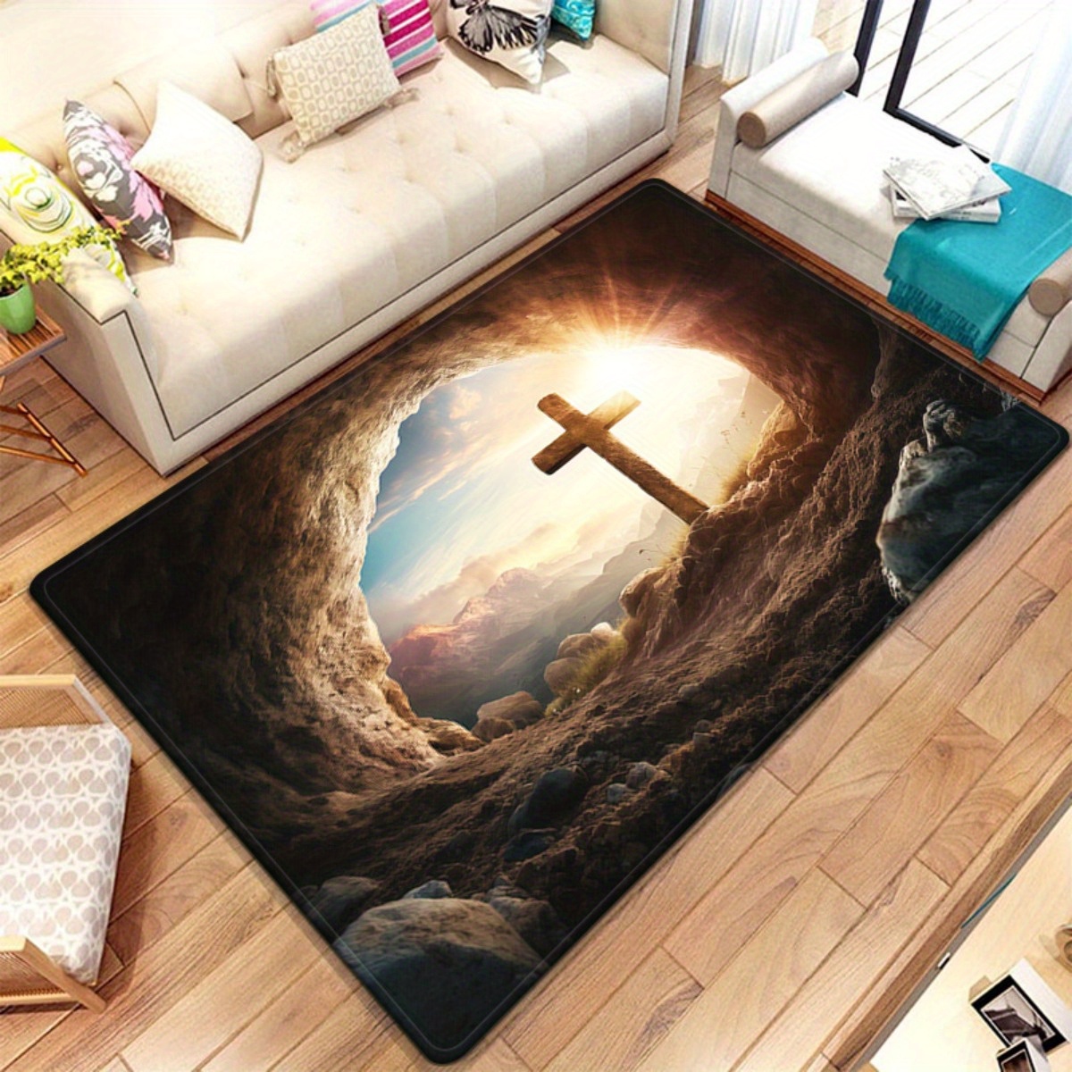 Religious cross cave rug spiri - Sunrise Home Textiles & Apparel review and price