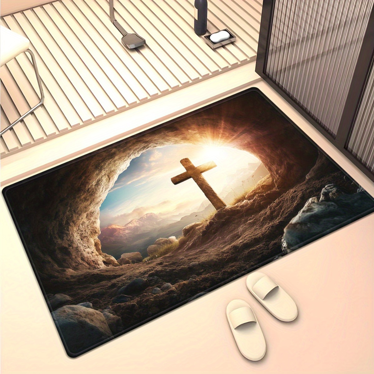Religious cross cave rug spiri - Sunrise Home Textiles & Apparel review and price