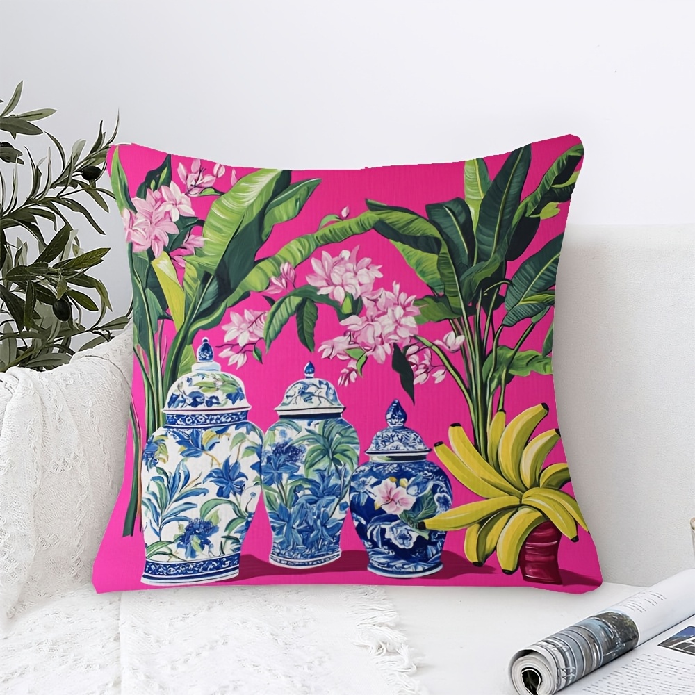 1pc Hot Pink Chinese Jars Bana - Pillow Insert 18X18 review and price