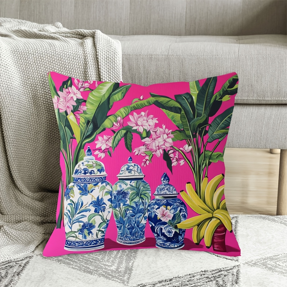 1pc Hot Pink Chinese Jars Bana - Pillow Insert 18X18 review and price