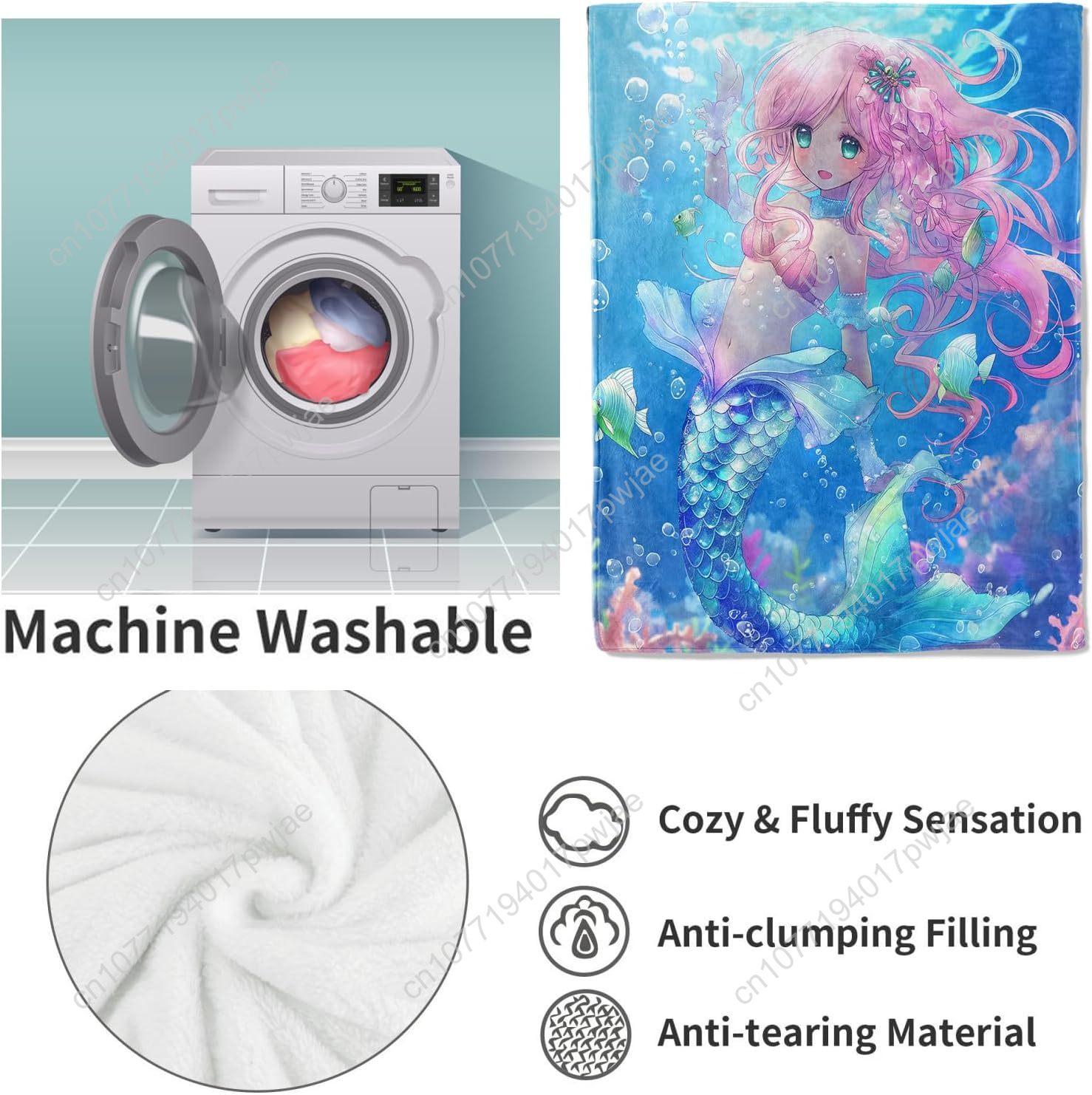 Cute Mermaid Blanket Cartoon F - Home Textiles Towel review and price